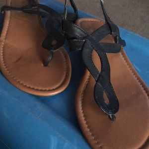Flat Black and Tan sandals